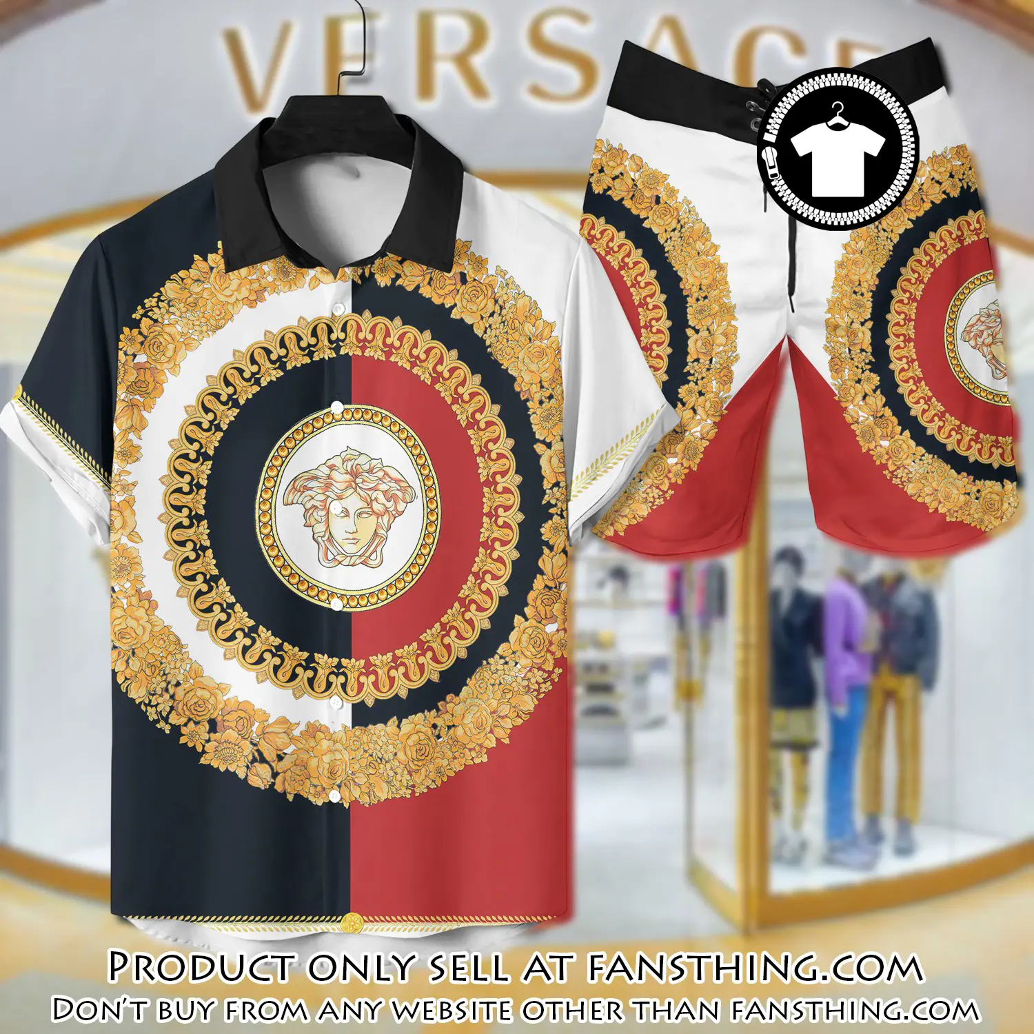 Versace luxury hawaiian shirt & short set lhs1213 fst5117713